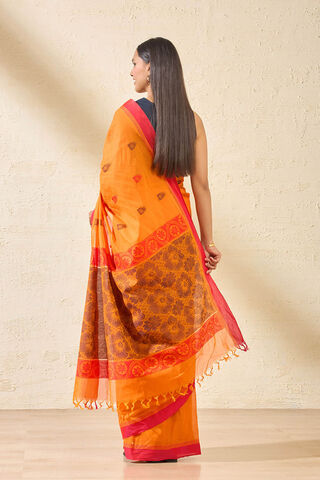 Orange Woven South Pure Cotton Saree thumbnail image number null