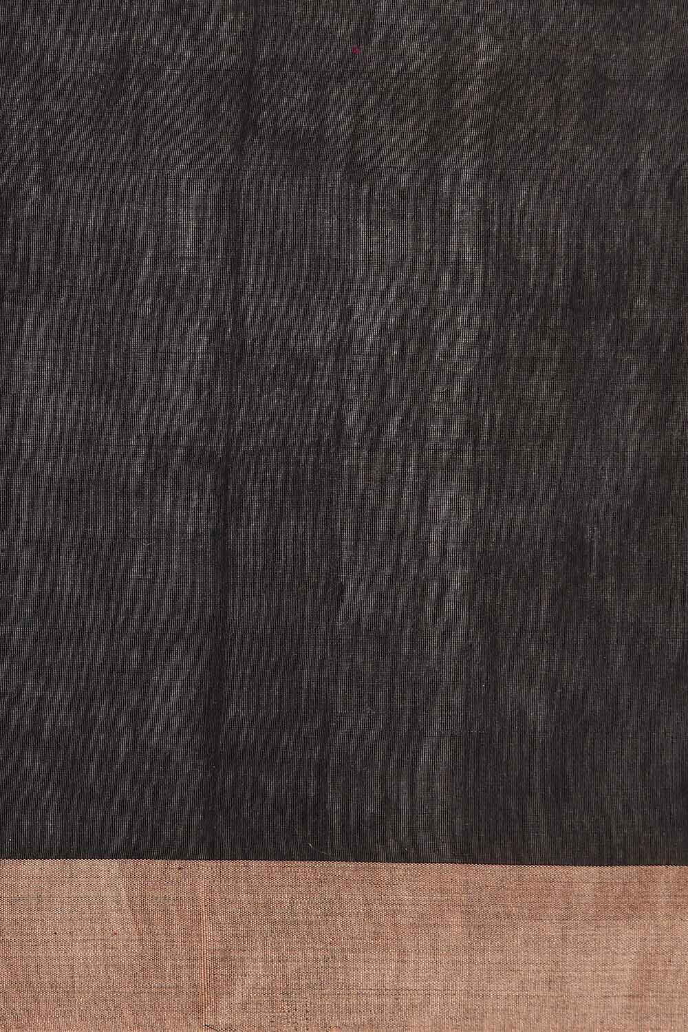 Black Pure Silk Cotton Bengal Saree image number null