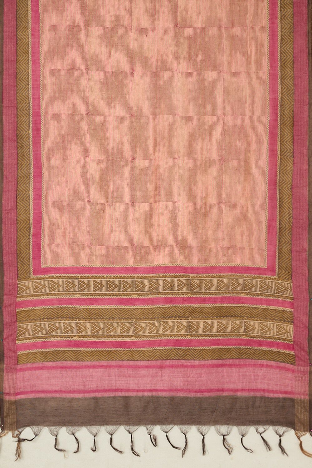 Light Pink Block Printed Silk Muga Dupatta image number null