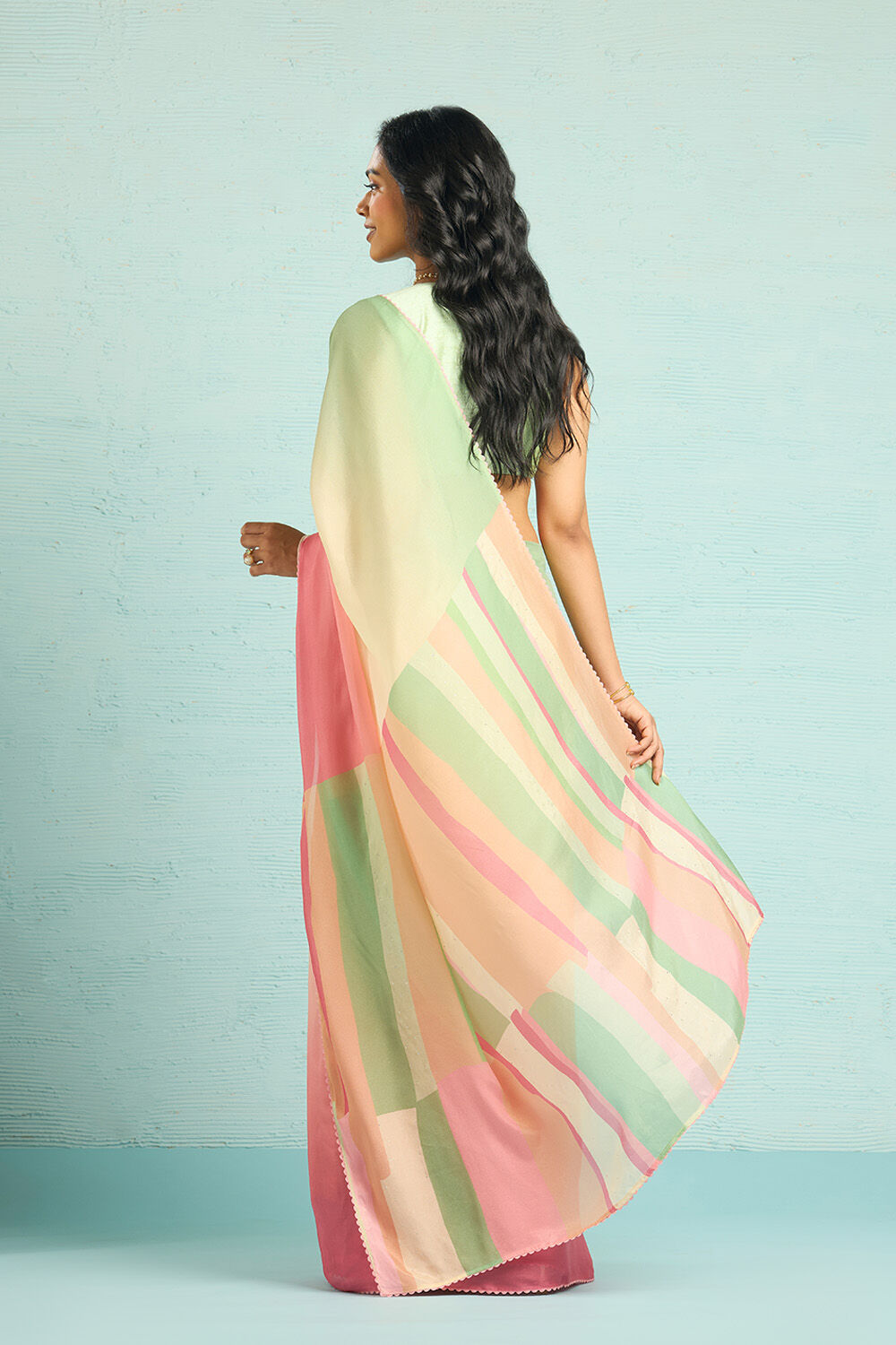 Multicoloured Printed Viscose Crepe Saree image number null