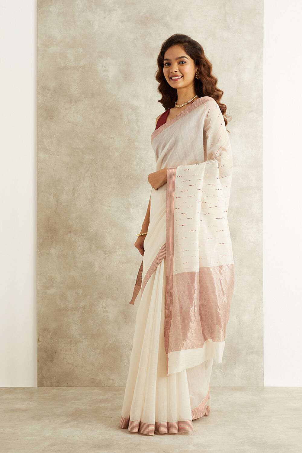 White Woven Pure Silk Cotton Eknaliya Chanderi Saree image number null