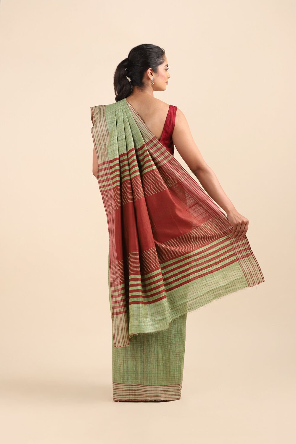 Green Pure Tussar Bhagalpuri Saree image number null