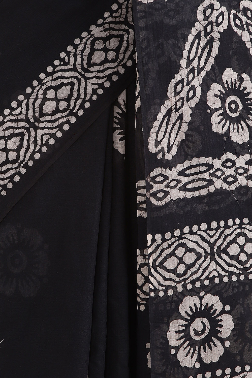 Black Pure Cotton Batik Saree image number null