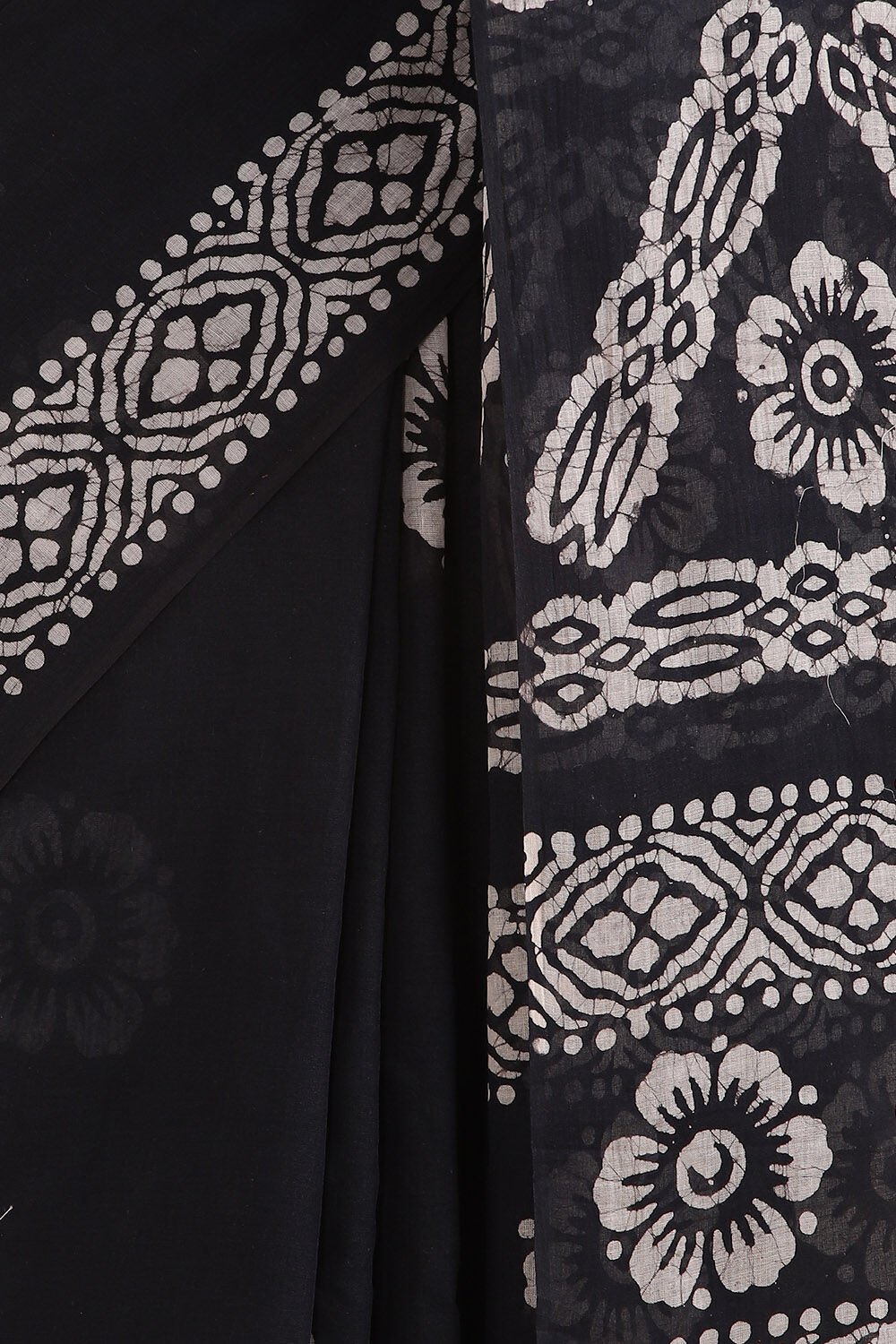 Black Pure Cotton Batik Saree image number null