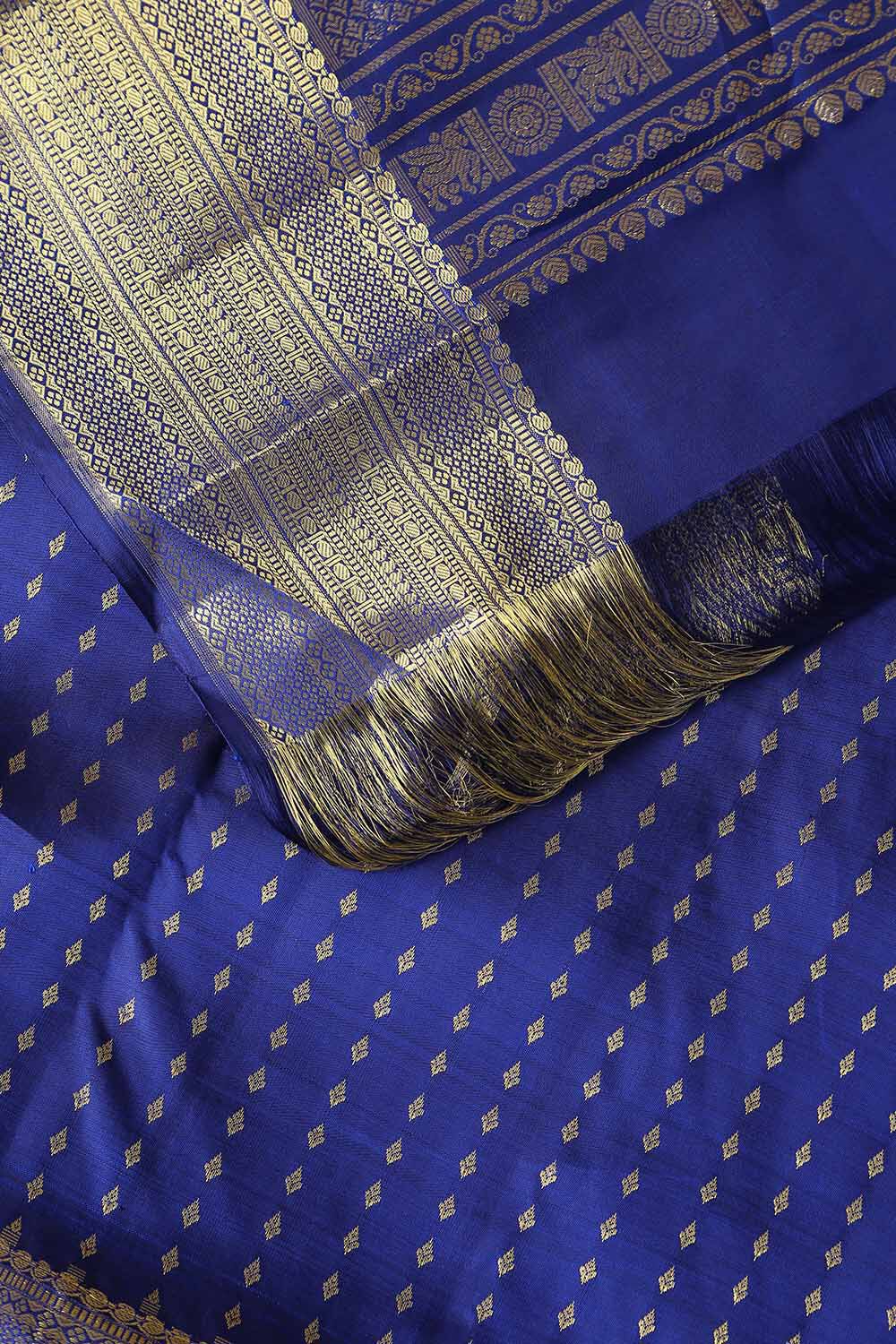 Dark Blue Pure Silk Kanjivaram Saree image number null