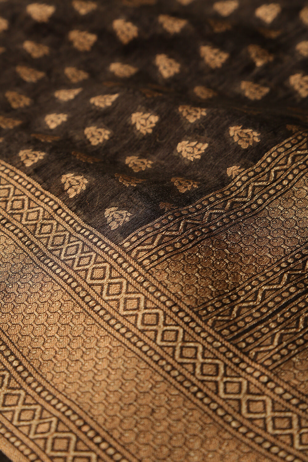 Black Pure Organza Tussar Banaras Dupatta image number null