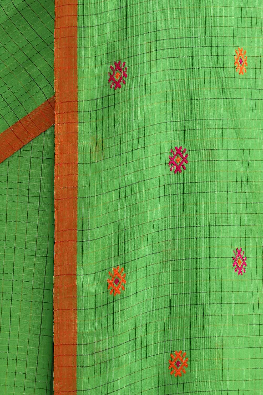 Green Pure Cotton Jamdani Saree image number null