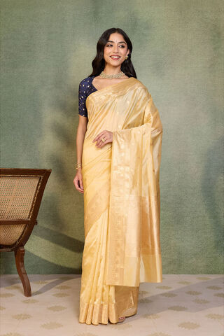Beige Banarasi Inspired Design Silk Viscose Kadwa Saree thumbnail image number null