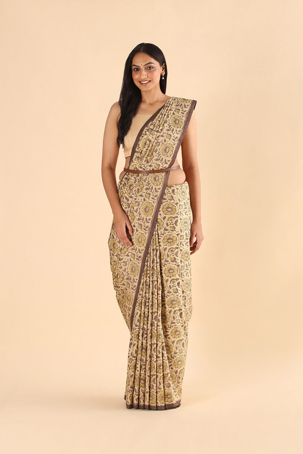 Black Pure Silk Ajrakh Printed Saree image number null