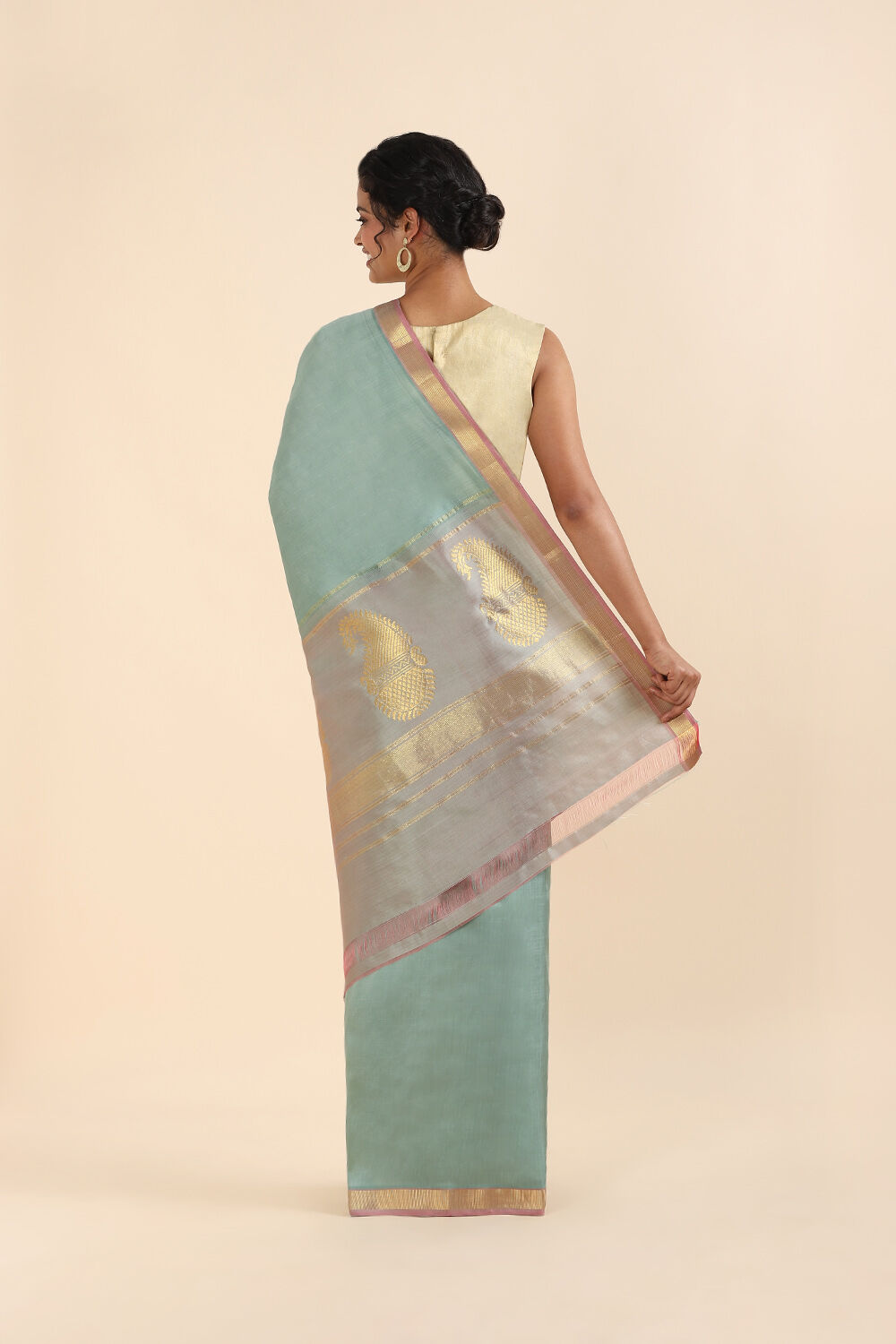 Light Green Pure Silk Kanjivaram Saree image number null