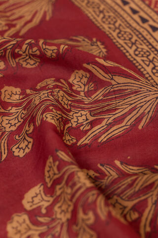 Red Bagh Block Printed Pure Cotton Saree thumbnail image number null