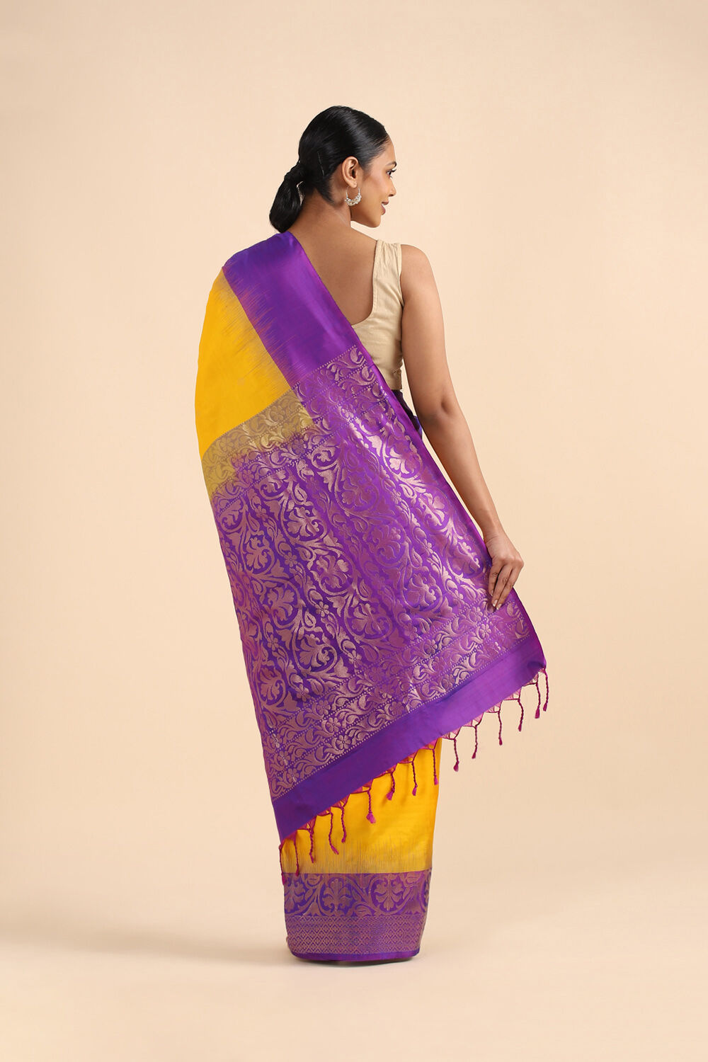 Yellow Pure Soft Silk Saree image number null