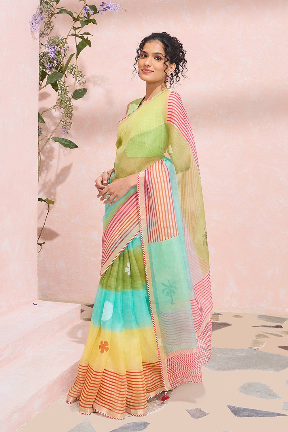 Multi Rajasthan Pure Silk Kota Printed Sanganeri Saree image number null