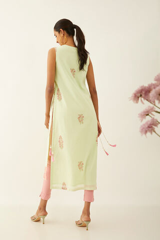 Light Green Viscose Block Printed Kurta thumbnail image number null
