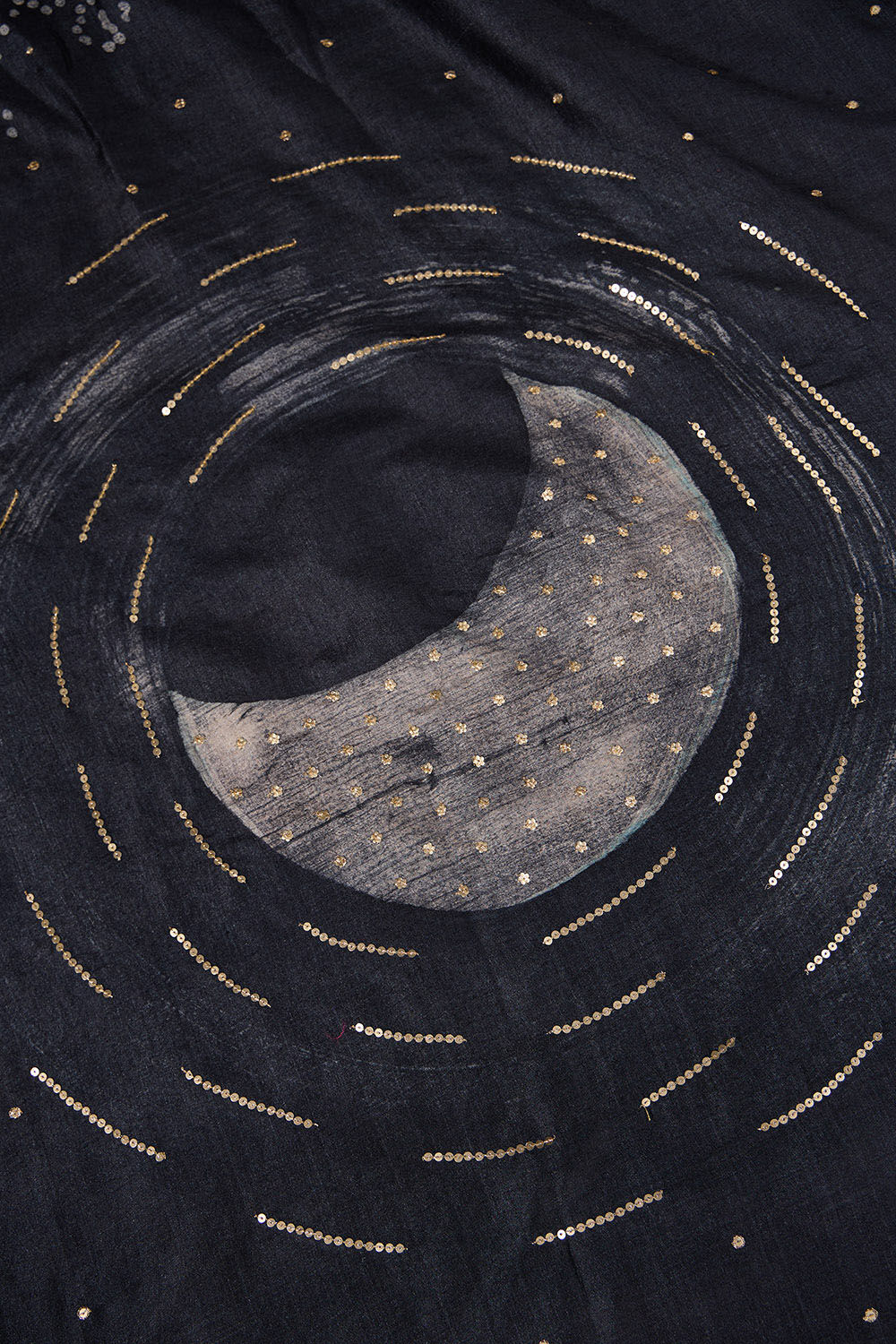 Black Tussar Muga Batik Saree image number null