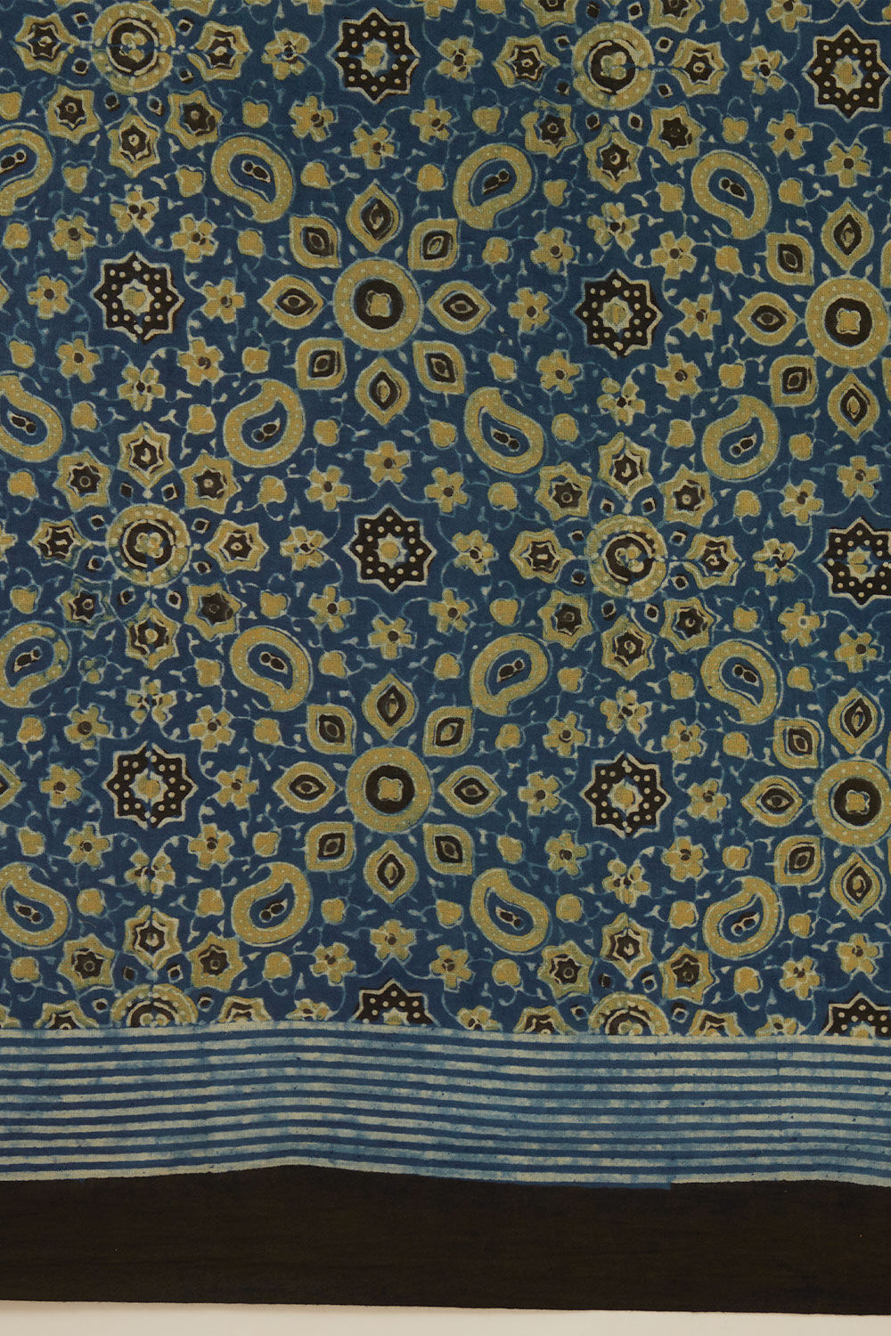 Blue Pure Cotton Ajrakh Block Print Saree image number null