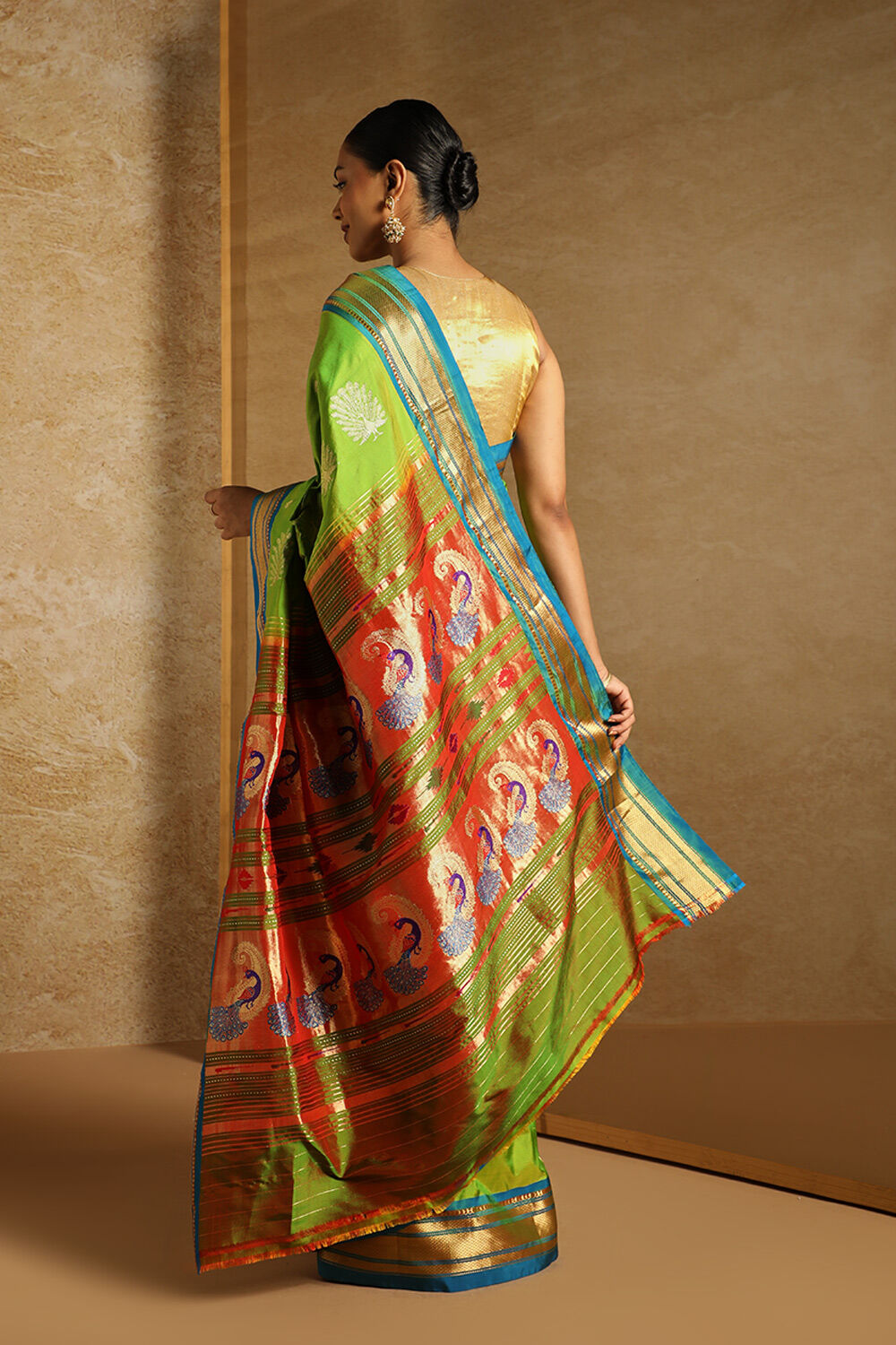Light Green Pure Silk Paithani Saree image number null