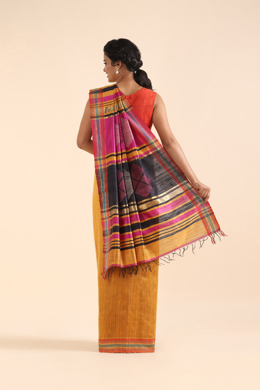 Orange Pure Tussar Silk Bhagalpuri Saree image number null