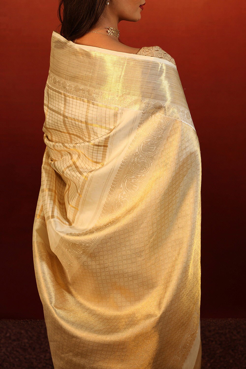 Off White Woven Pure Silk Kanjivaram Saree image number null