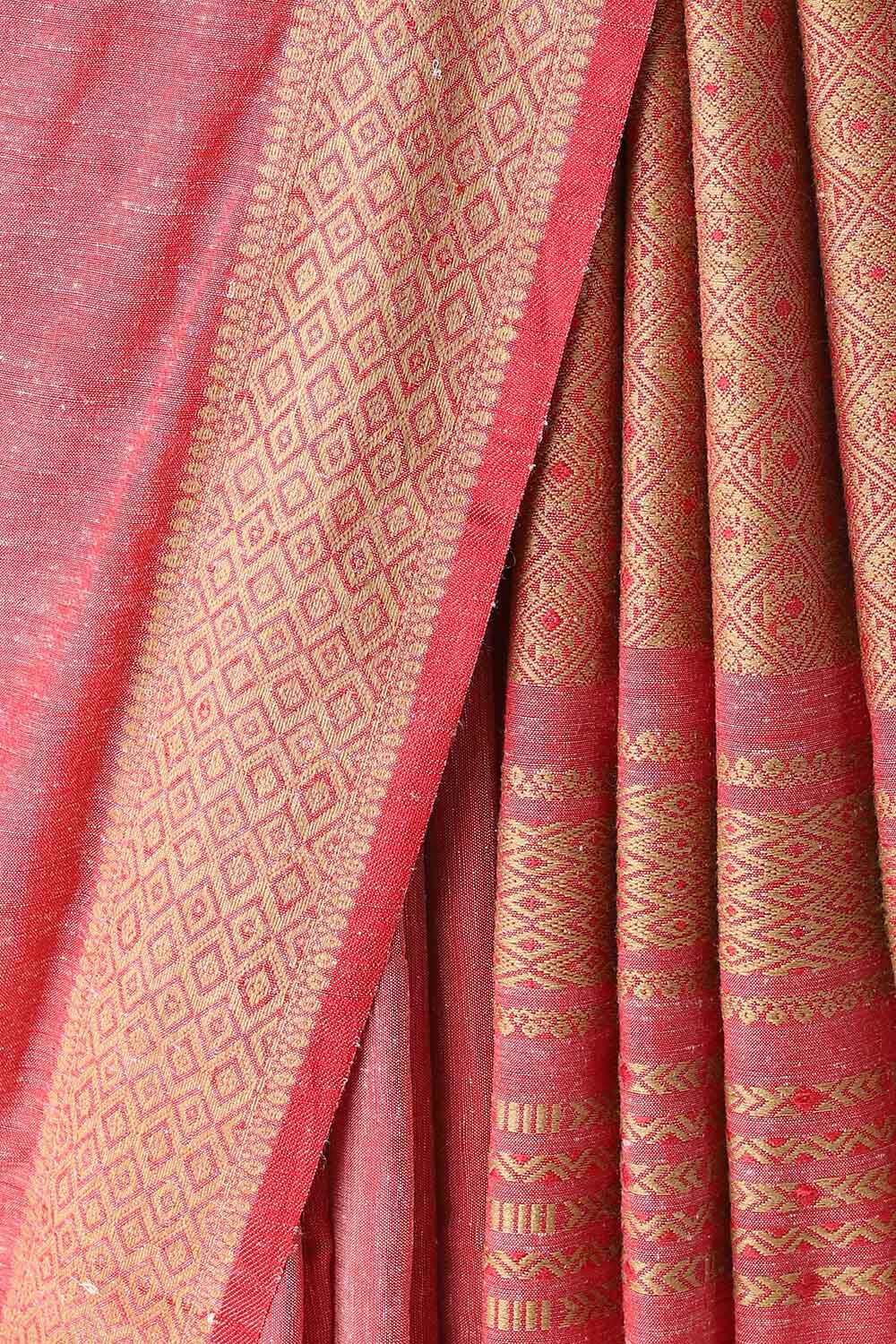 Red Modal Eri Assam Saree image number null