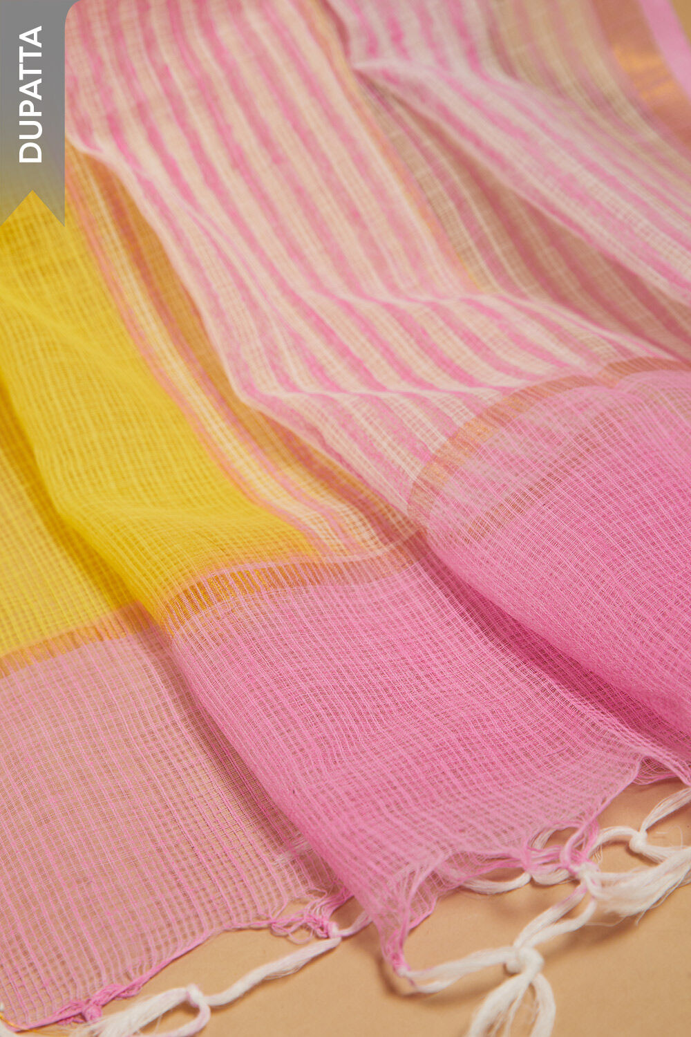 Yellow Screen Printed Pure Cotton Unstitched Suit Set image number null