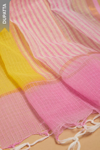 Yellow Screen Printed Pure Cotton Unstitched Suit Set thumbnail image number null