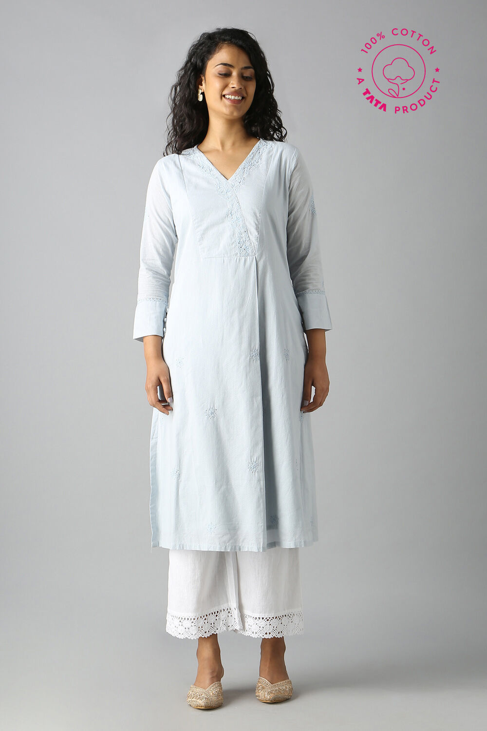 Light Blue Chikankari Kurta image number null