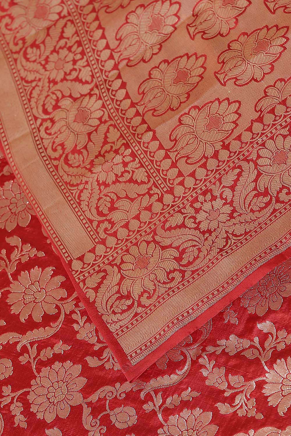 Red Pure Silk Banarasi Saree image number null