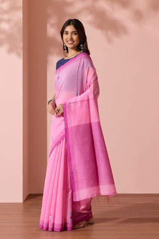 Light Pink Bengal Pure Silk Cotton Jamdani Saree thumbnail image number null