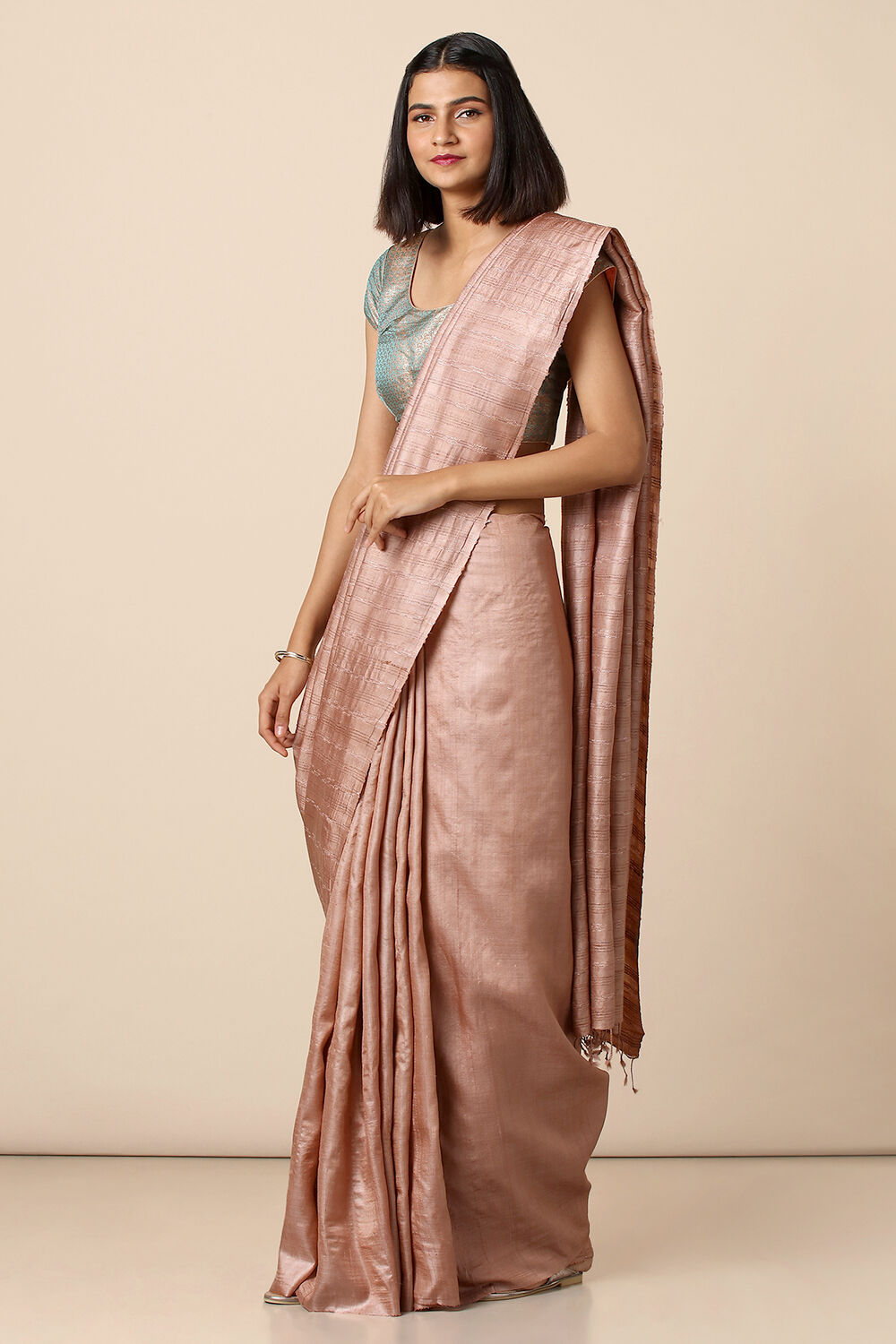 Brown Pure Pure  Tussar Woven Saree image number null