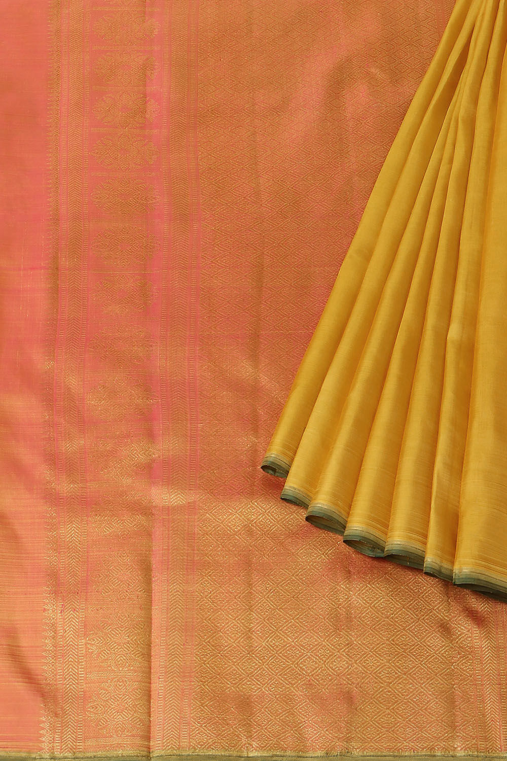Yellow Pure Silk Kanjivaram Saree image number null