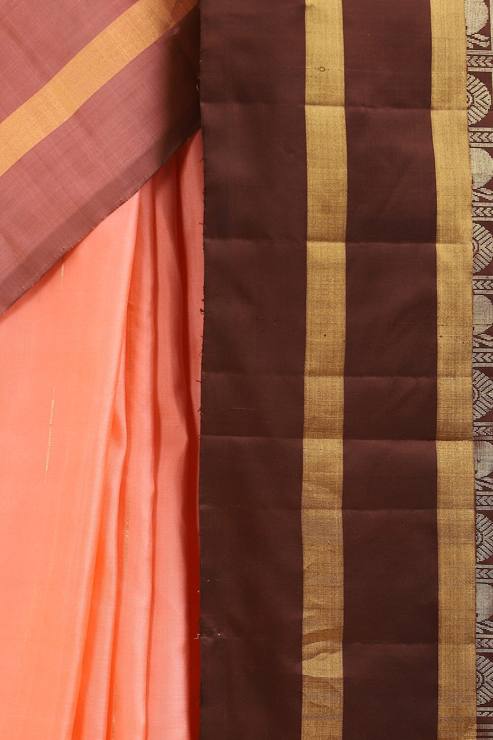 Light Orange Pure Silk Kanjivaram inspired Saree image number null