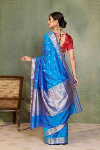 Blue Silk Viscose Cutwork Banarasi Saree thumbnail image number null