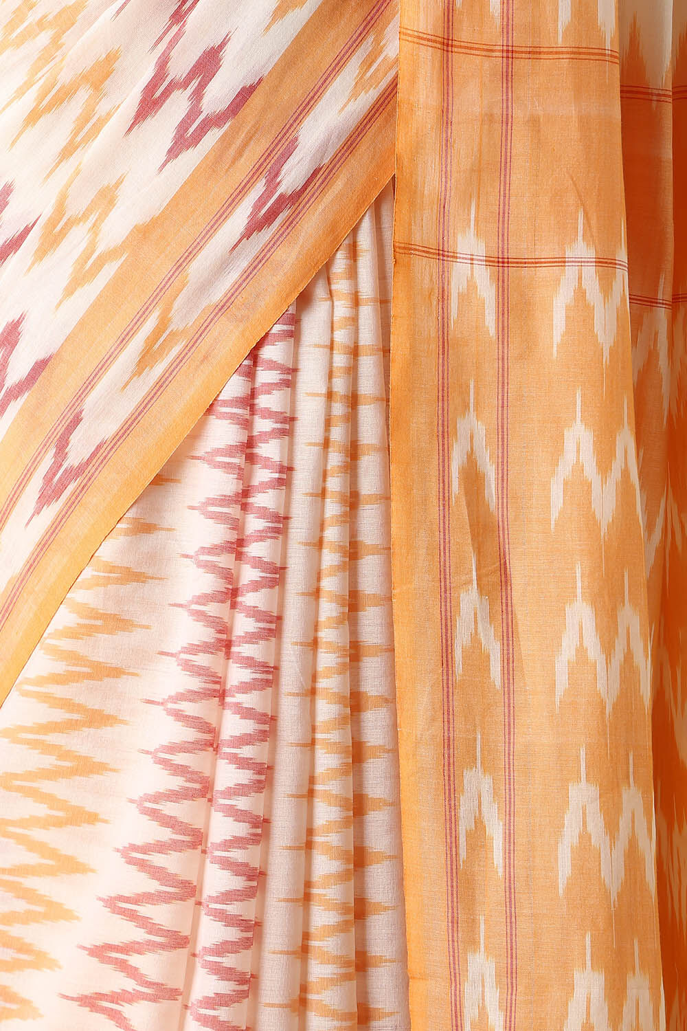 Off Pure White Cotton Pochampalli Ikat image number null