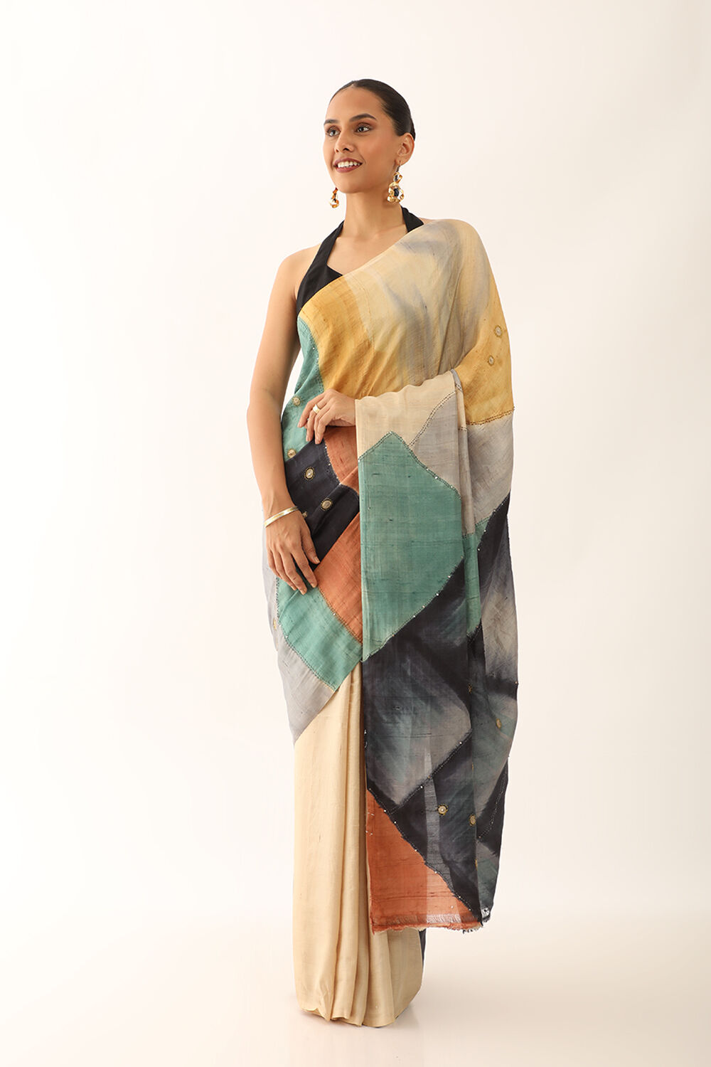 Multicoloured Murshidabad Pure Silk Hand Painted Saree image number null