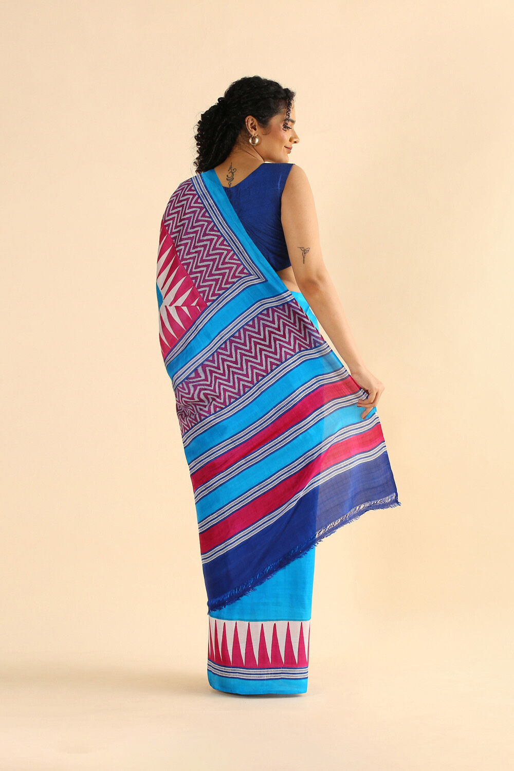 Blue Pure Silk Printed Saree image number null