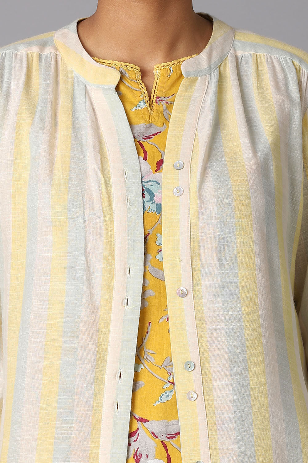 Yellow Viscose Embroidered Kurta Set image number null