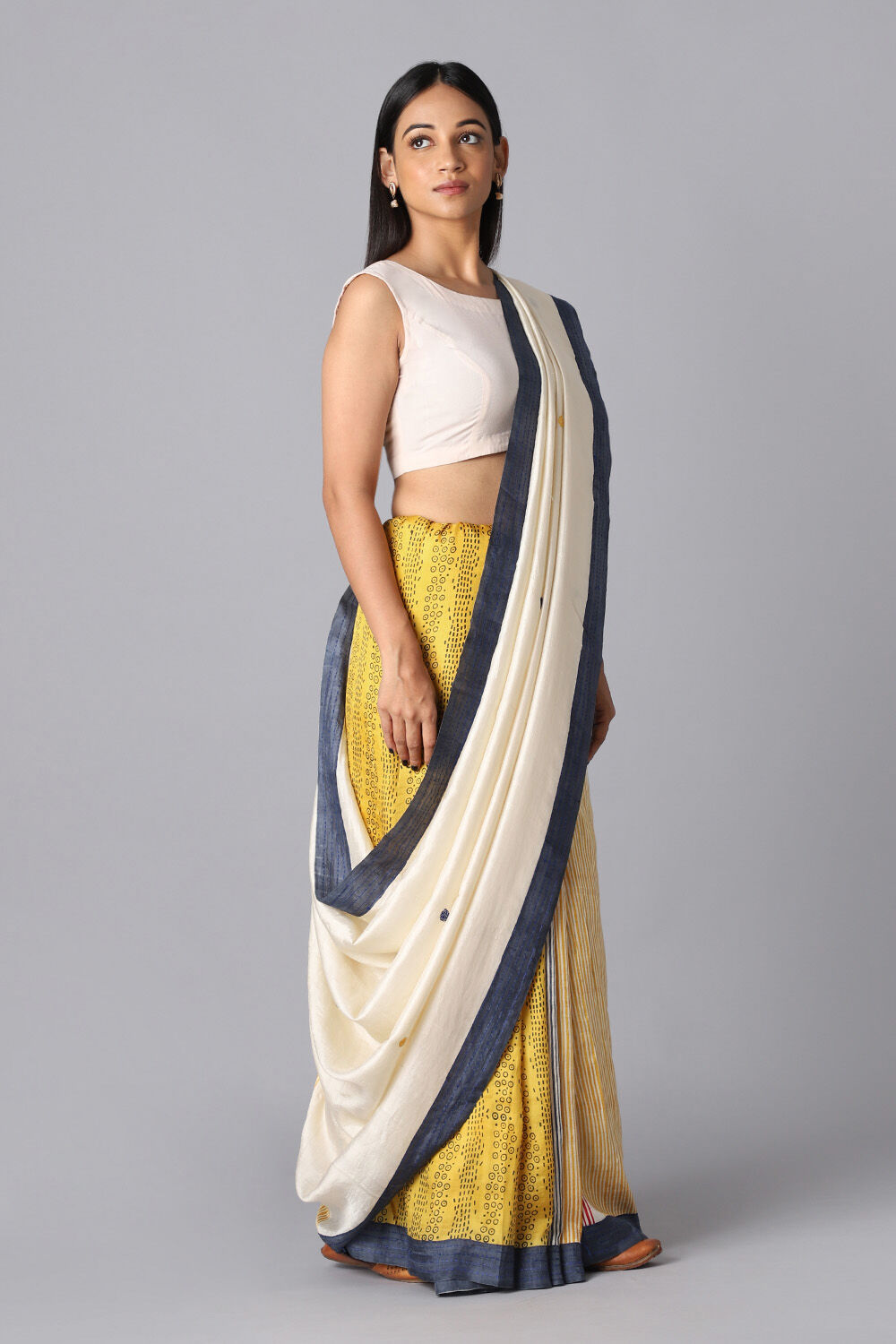 Multicolored Pure Silk Hand Painted Saree image number null
