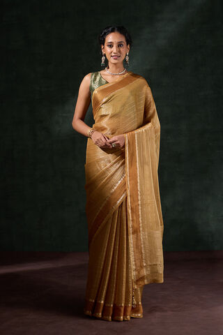 Yellow Woven Tissue Viscose Saree thumbnail image number null