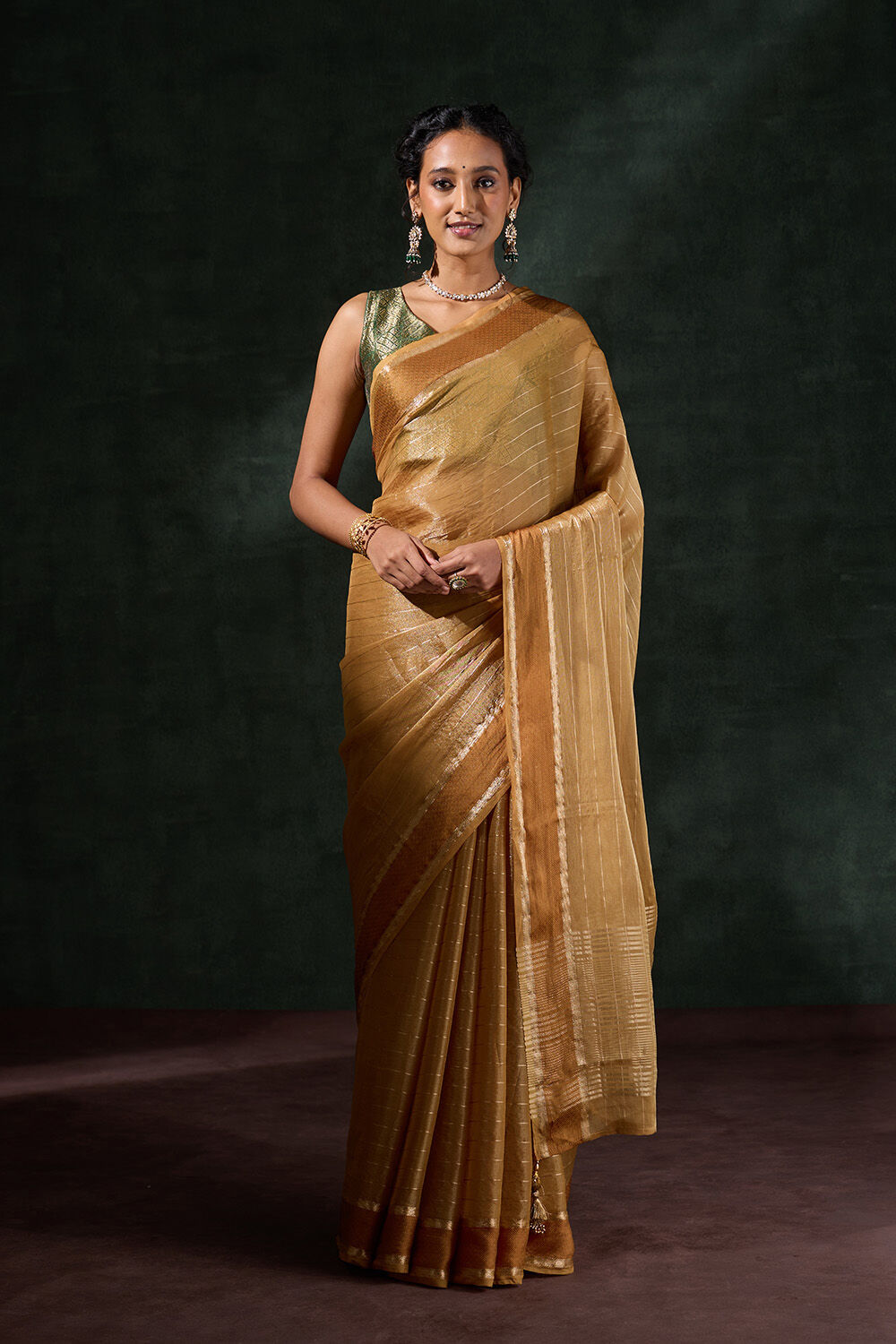 Yellow Woven Tissue Viscose Saree image number null