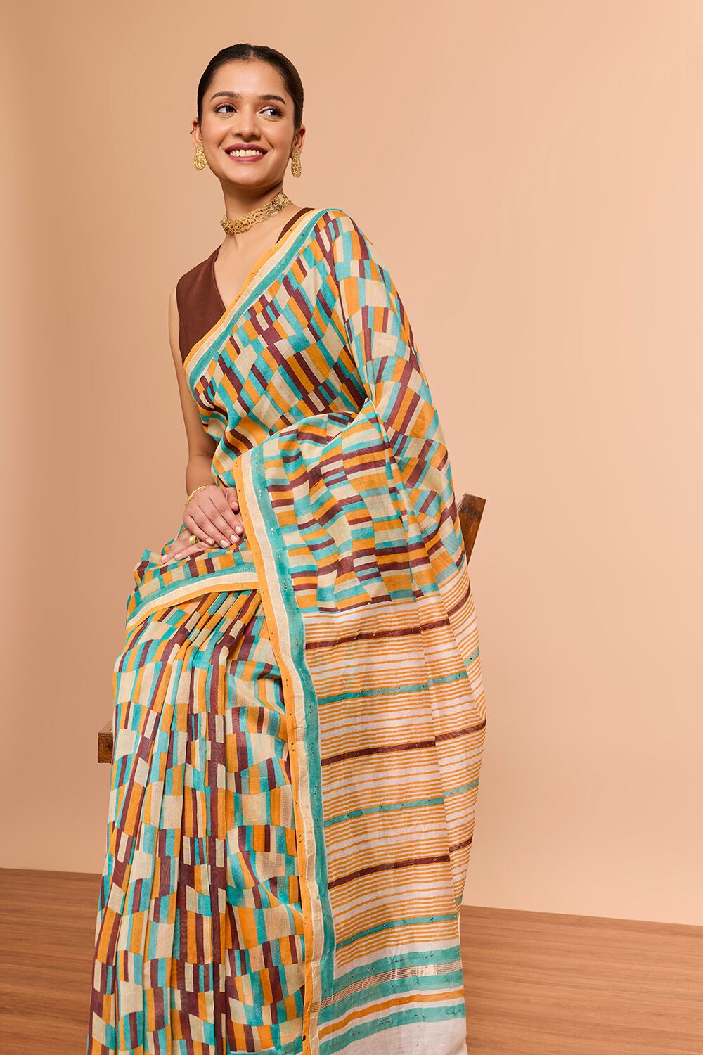 Multi Screen Printed Pure Silk Cotton Saree image number null
