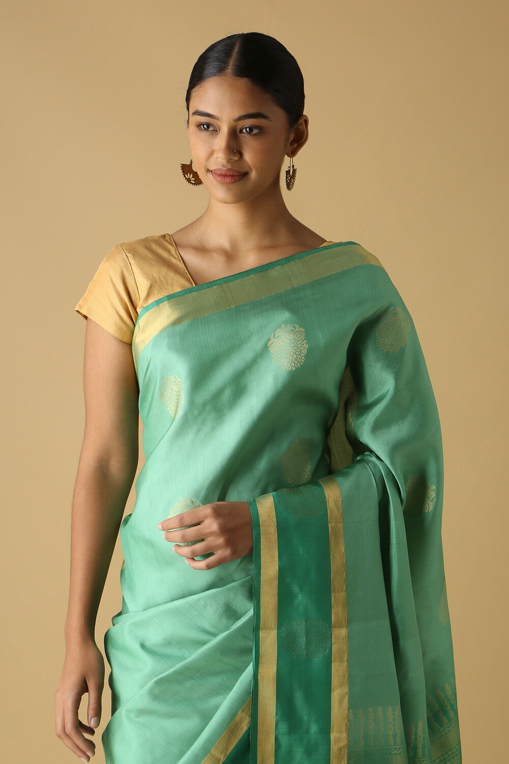 Light Green Pure Silk South Saree image number null
