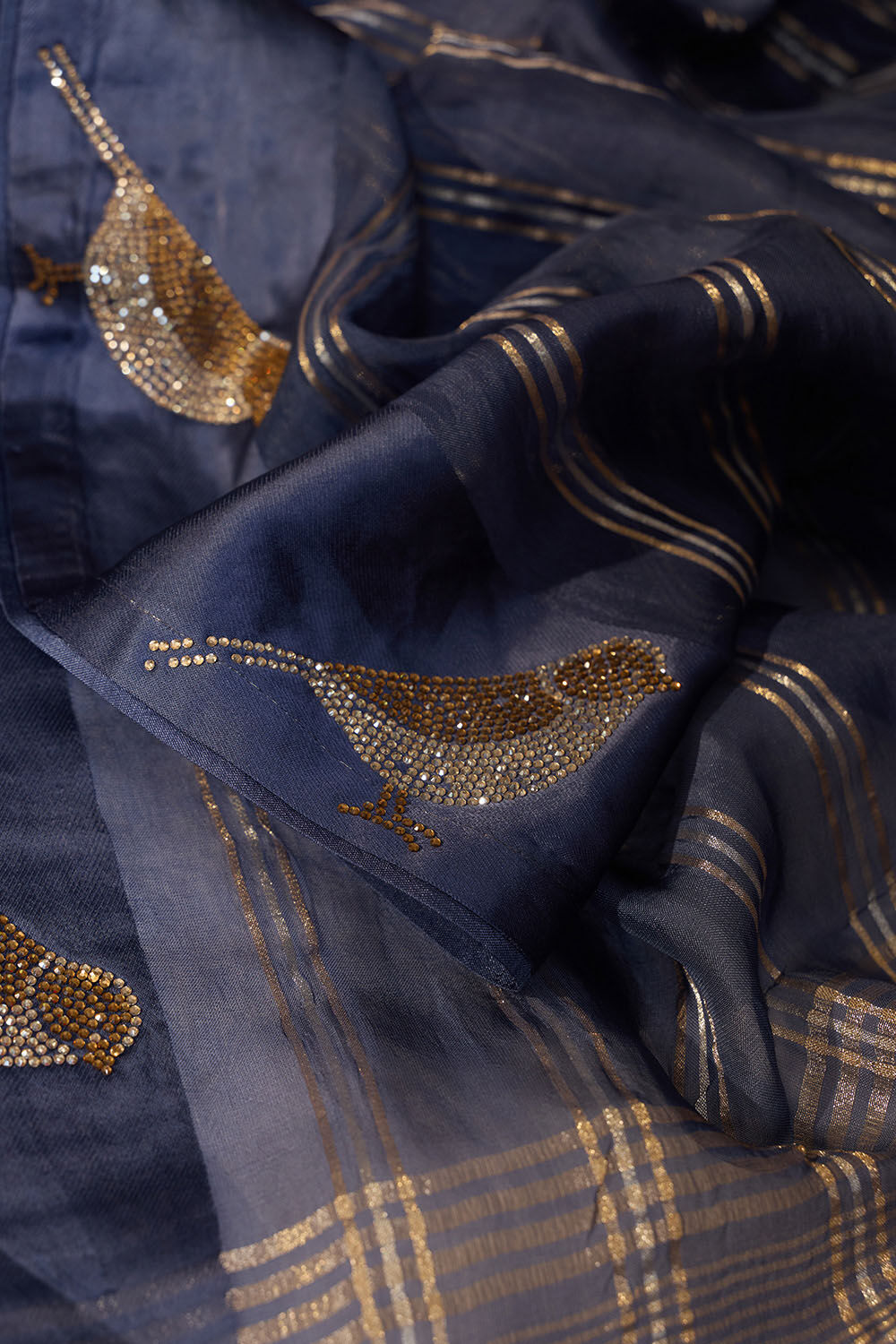 Blue Pure Viscose Embroidered Saree image number null