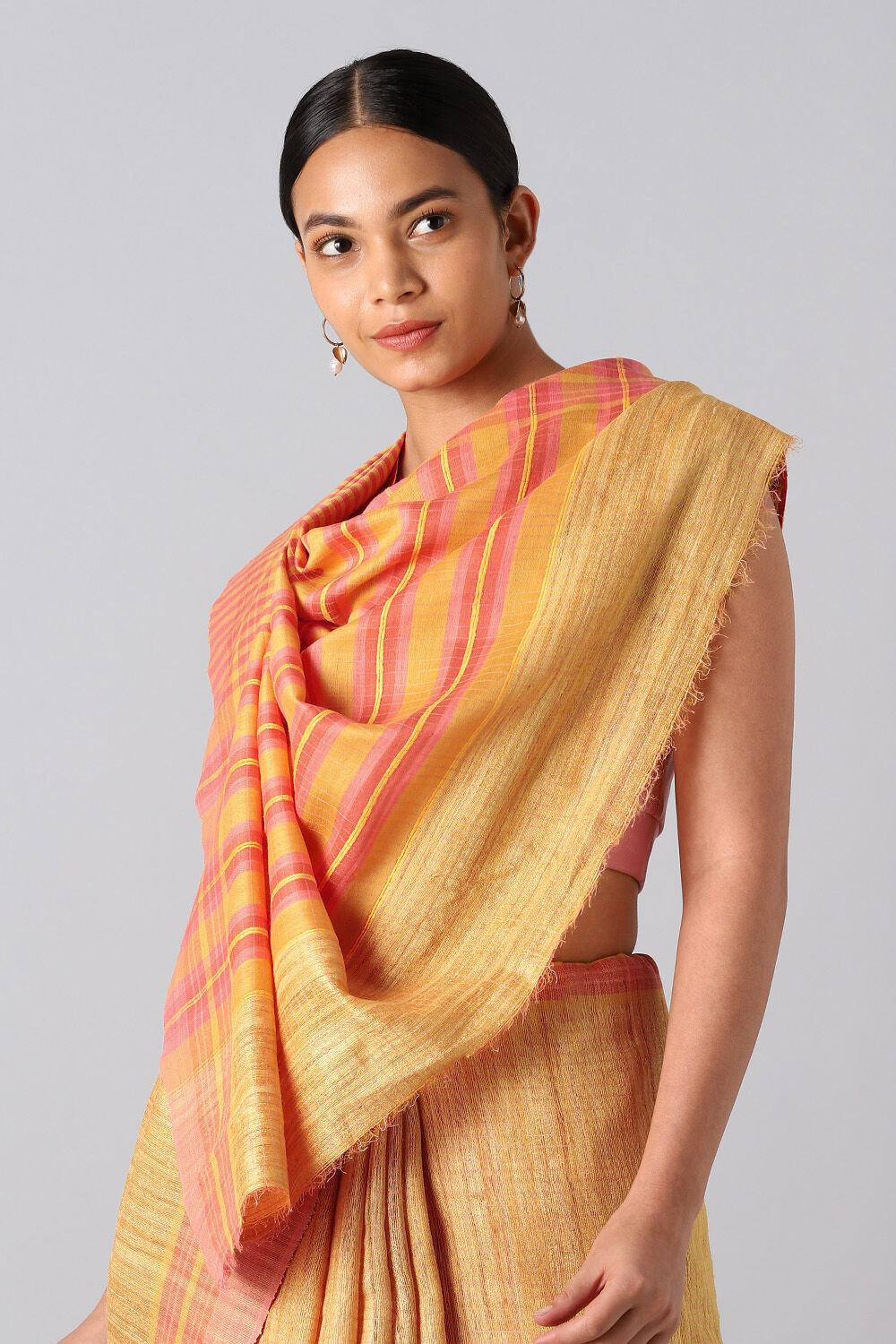 Yellow Pure Tussar Silk Bhagalpuri Saree image number null