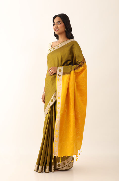 Yellow Pure Silk Woven South Saree