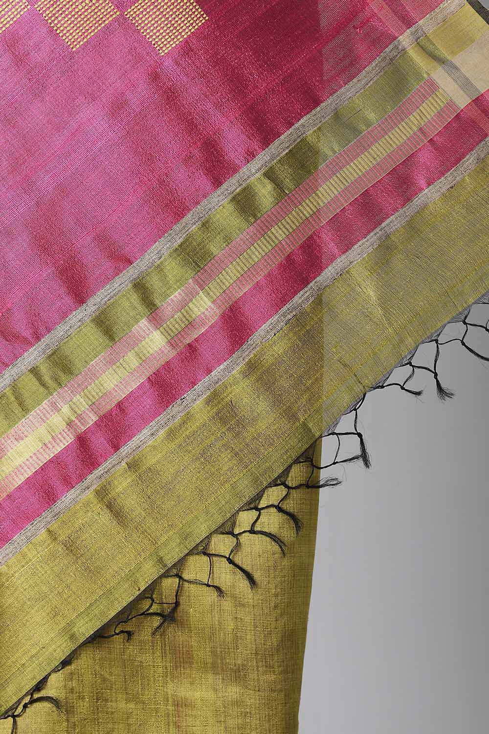 Light Green Pure Tussar Silk Bhagalpuri Saree image number null