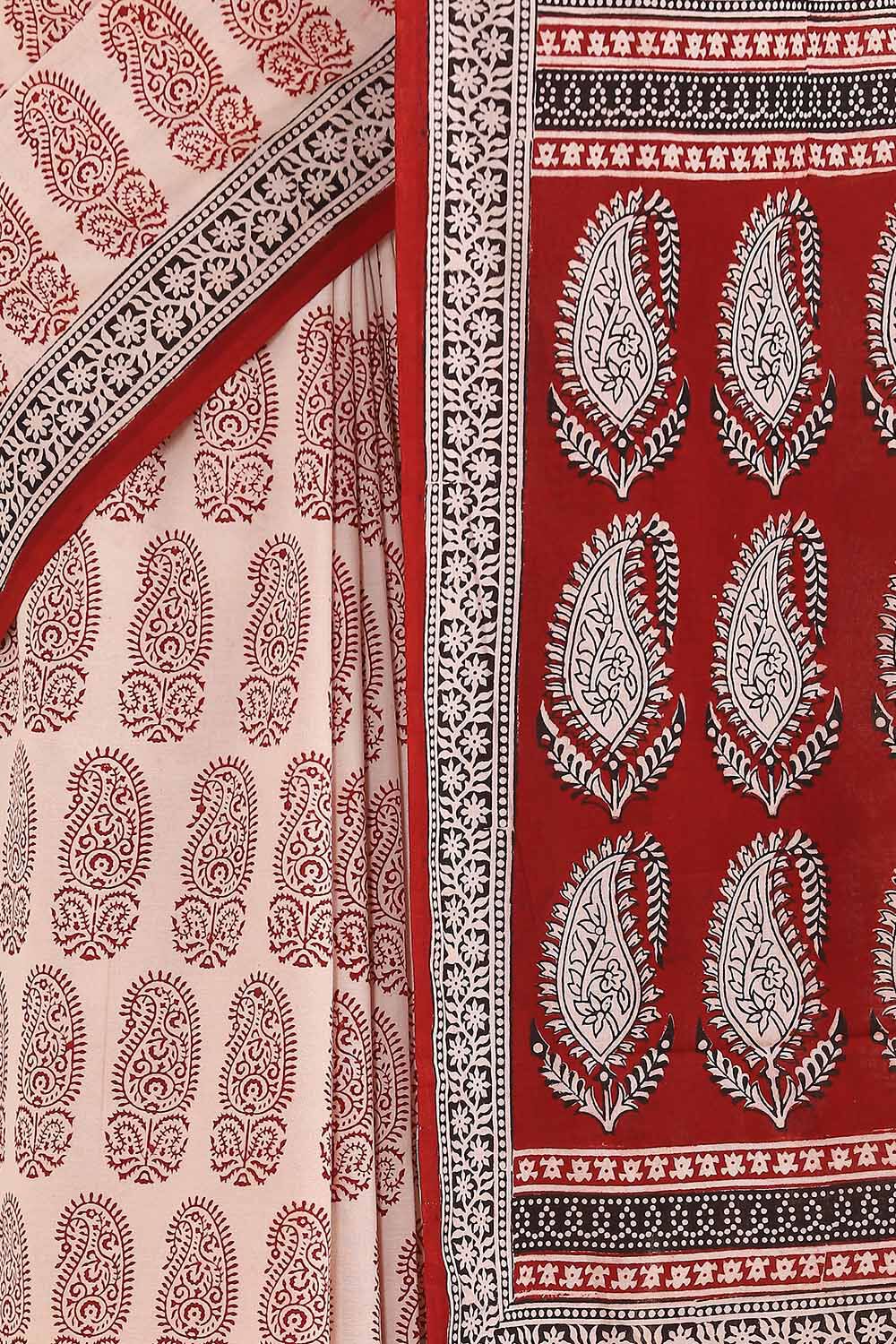 Off Pure White Cotton Bagh Printed image number null