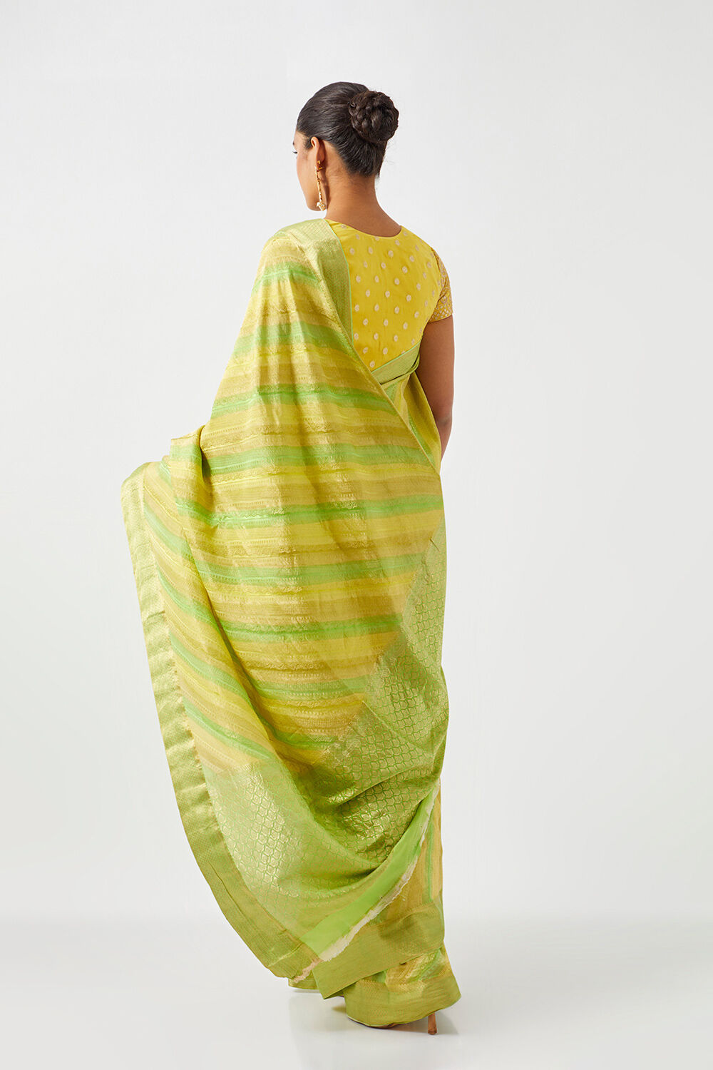 Yellow Pure Crepe Woven Saree image number null