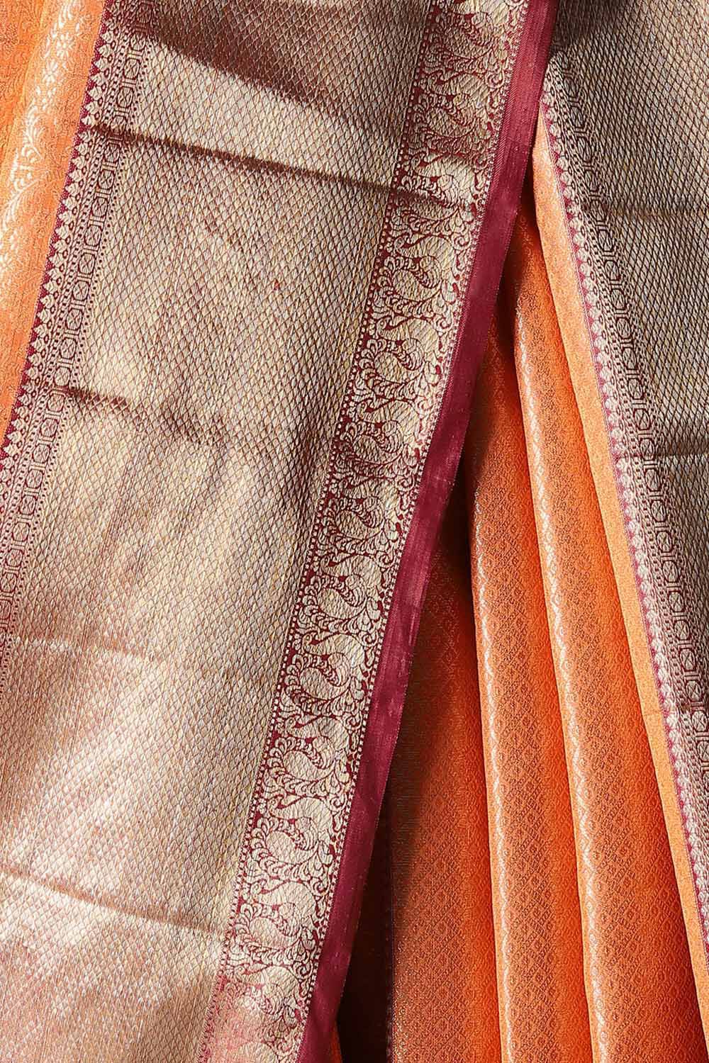 Orange Pure Silk Kanjivaram Saree image number null