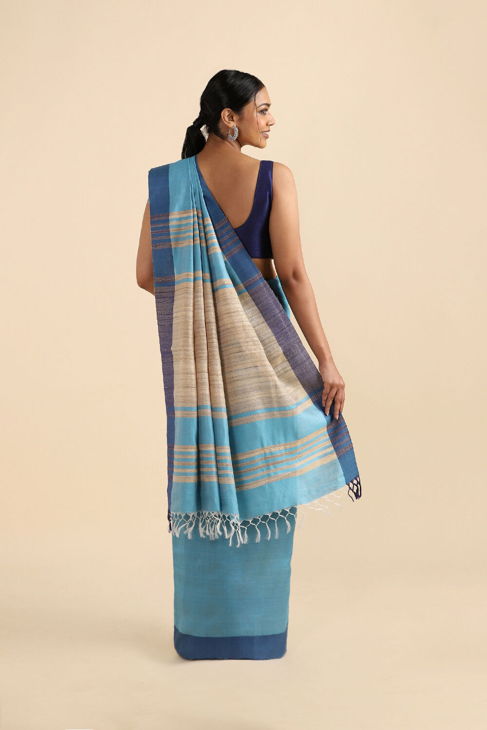 Light Blue Pure Silk Viscose Bhagalpuri Saree image number null